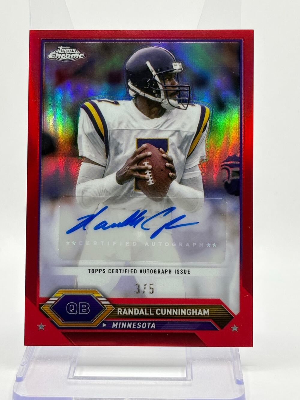 2023 Composite Topps Chrome Randall Cunningham Red Refractor Auto 3/5 SSP